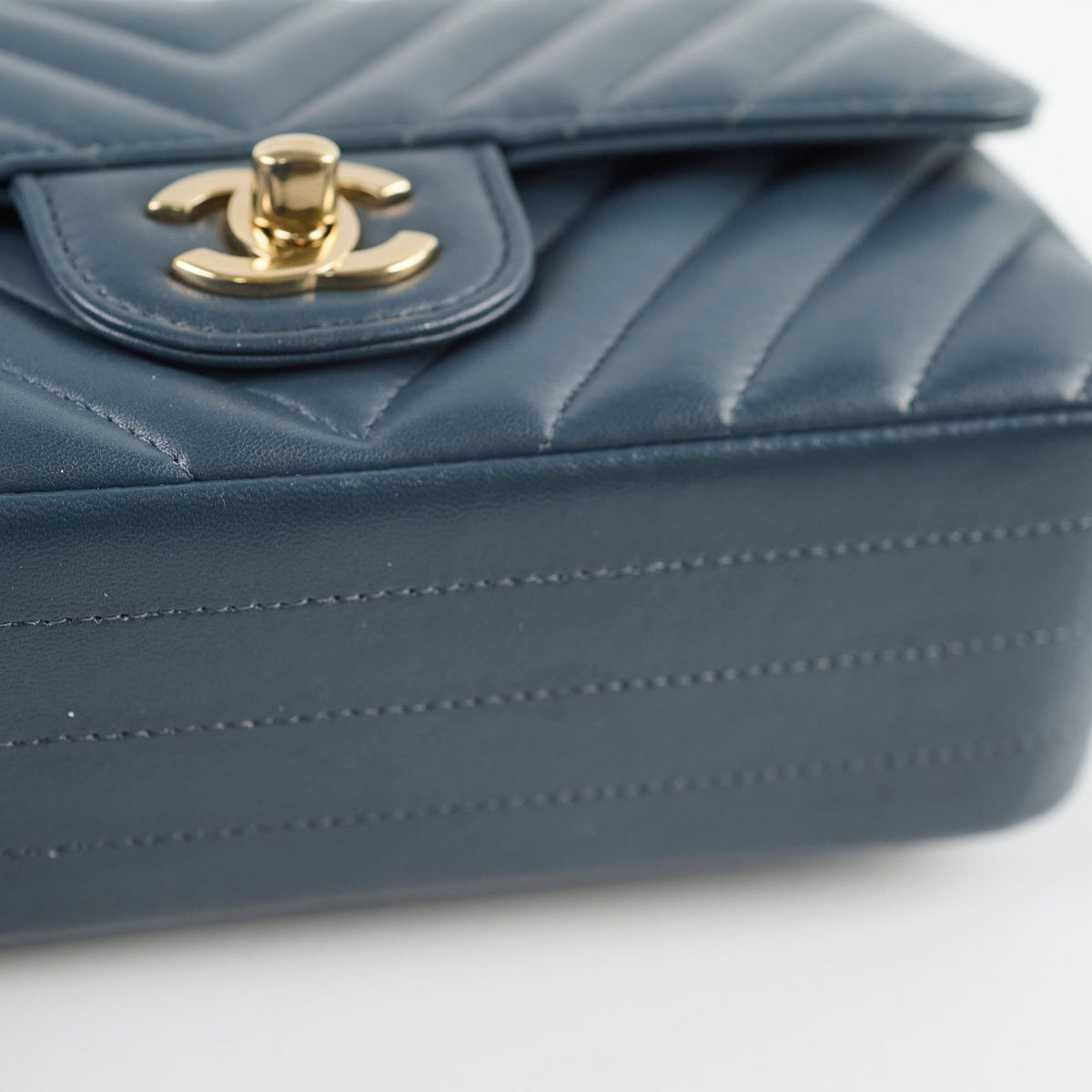 Chanel Chevron Mini Rectangular Classic Flap Dark Grey/Blue - photo 6