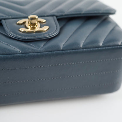 Chanel Chevron Mini Rectangular Classic Flap Dark Grey/Blue - photo 6