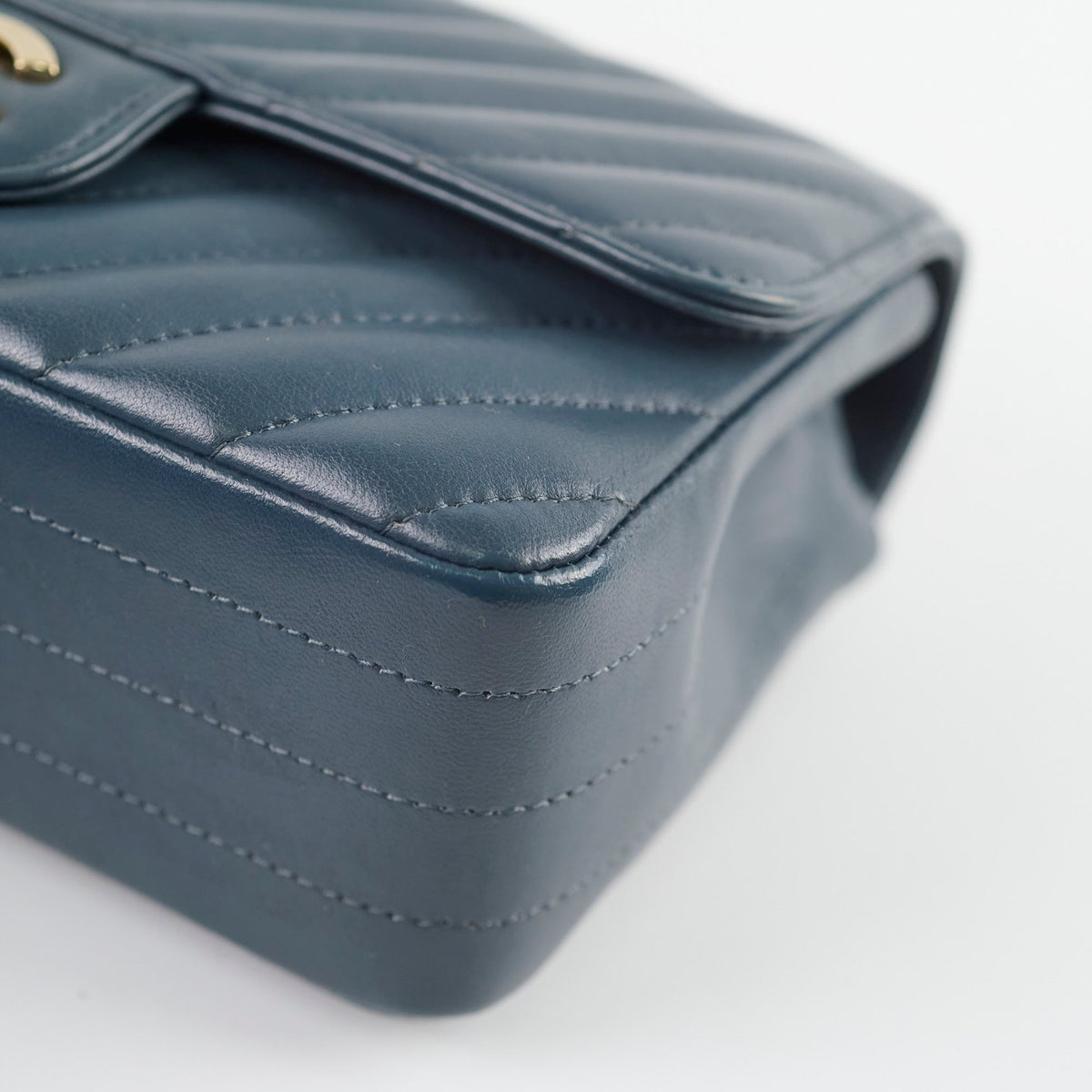 Chanel Chevron Mini Rectangular Classic Flap Dark Grey/Blue - photo 7
