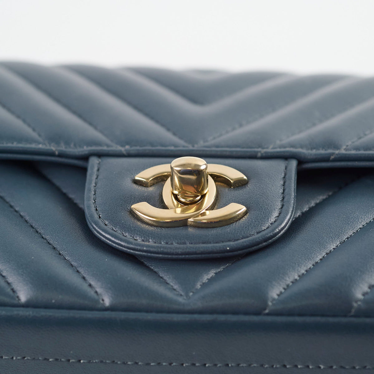 Chanel Chevron Mini Rectangular Classic Flap Dark Grey/Blue - photo 8