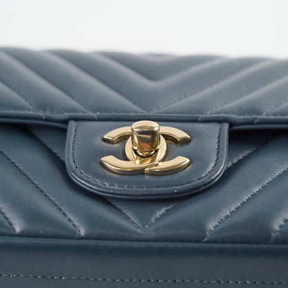 Chanel Chevron Mini Rectangular Classic Flap Dark Grey/Blue - photo 8