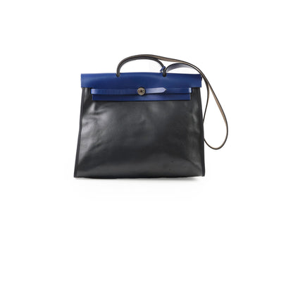 Hermes Herbag Zip 39 Bag Berline Canvas/Leather Black/Blue SHW - photo 1