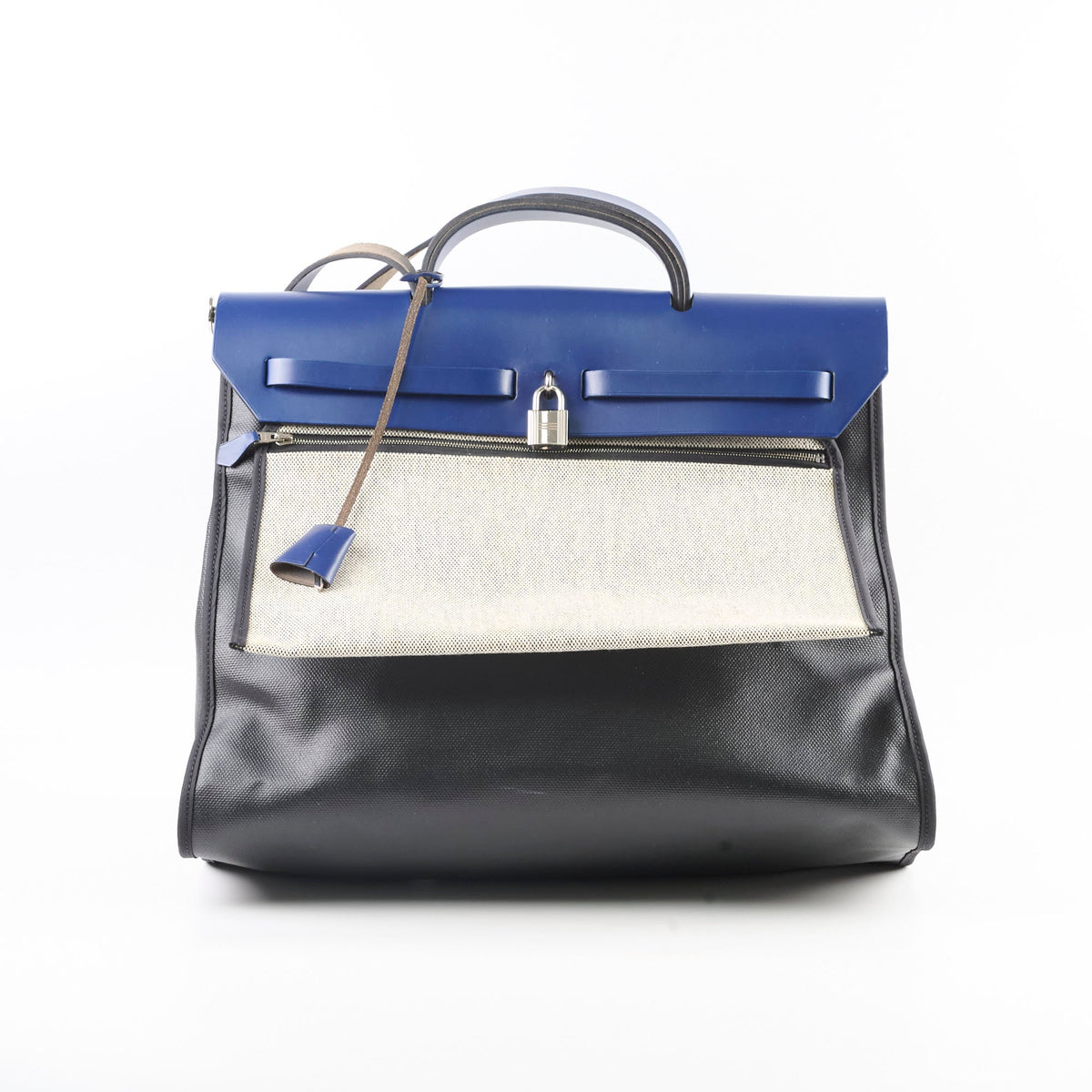 Hermes Herbag Zip 39 Bag Berline Canvas/Leather Black/Blue SHW - photo 2