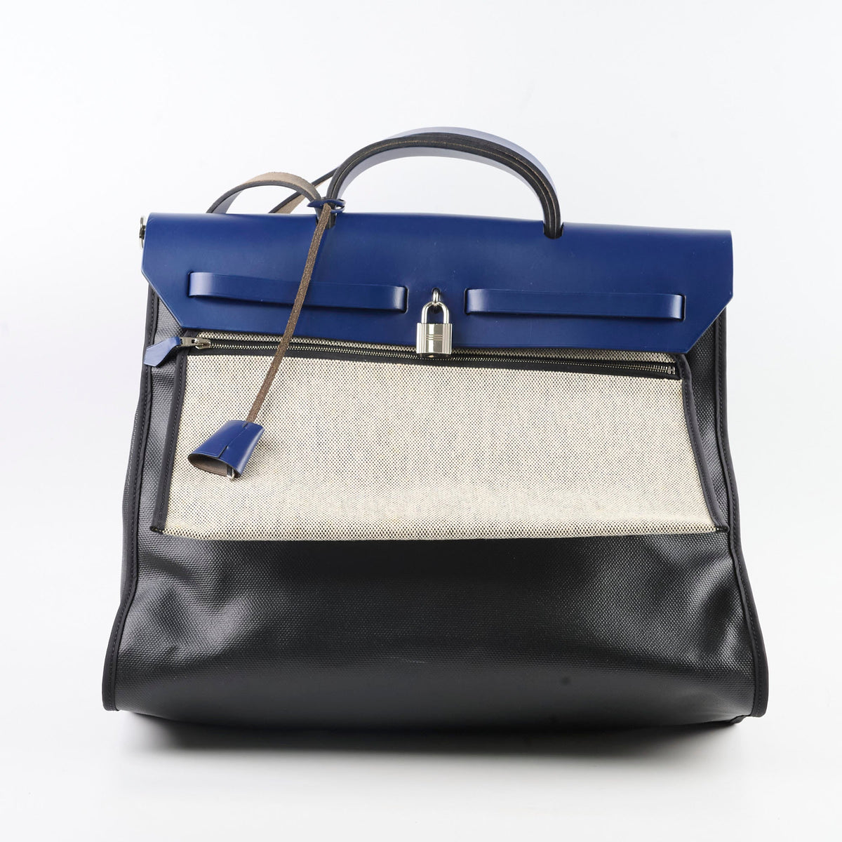 Hermes Herbag Zip 39 Bag Berline Canvas/Leather Black/Blue SHW - photo 3
