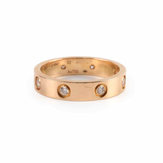 Cartier Small Model Love Ring Pink Gold 8 Diamonds Ring Size 52 - photo 1