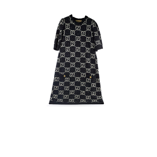 Gucci GG Jacquard Short Sleeve Dress Black/Ivory Small - photo 1
