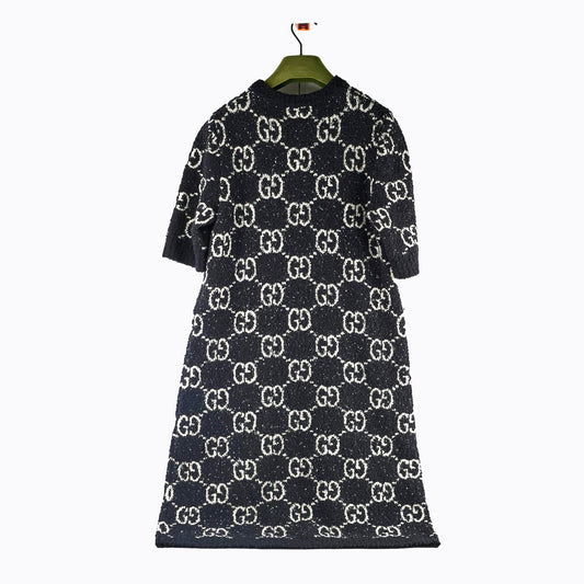 Gucci GG Jacquard Short Sleeve Dress Black/Ivory Small - photo 2