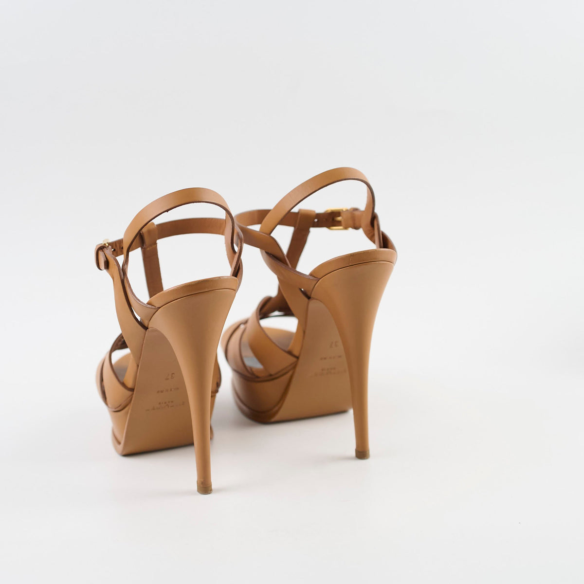 Saint Laurent Tribute Platform Heels Tan Size 37 - photo 4