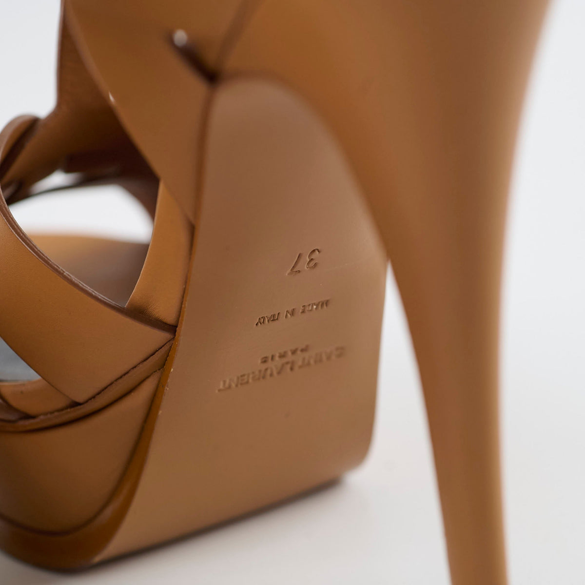 Saint Laurent Tribute Platform Heels Tan Size 37 - photo 8