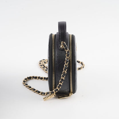 Chanel round top handle crossbody vanity caviar bag black - photo 3