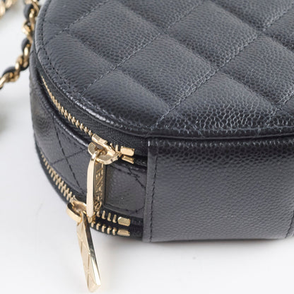 Chanel round top handle crossbody vanity caviar bag black - photo 10