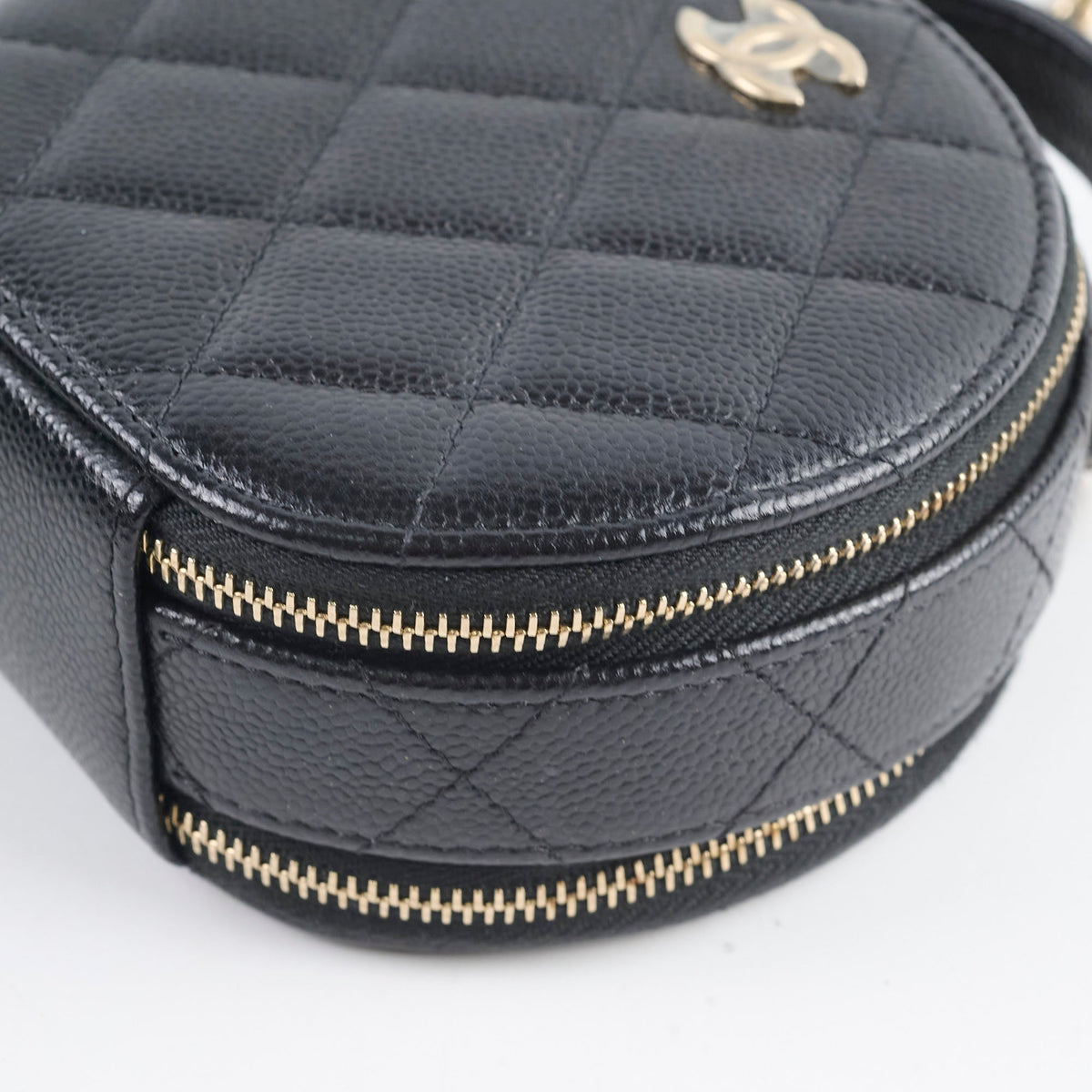 Chanel round top handle crossbody vanity caviar bag black - photo 9
