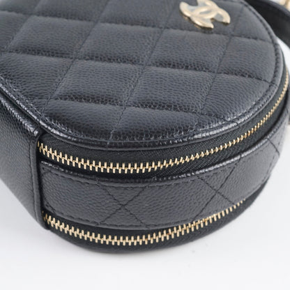 Chanel round top handle crossbody vanity caviar bag black - photo 9