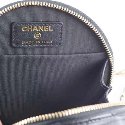 Chanel round top handle crossbody vanity caviar bag black - photo 6