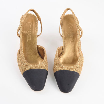 Chanel Pumps Slingbacks Gold Size 39 - photo 2