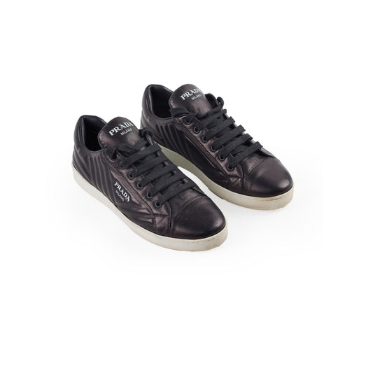 Prada Quilted Leather Sneakers Black - Size 39 - photo 1