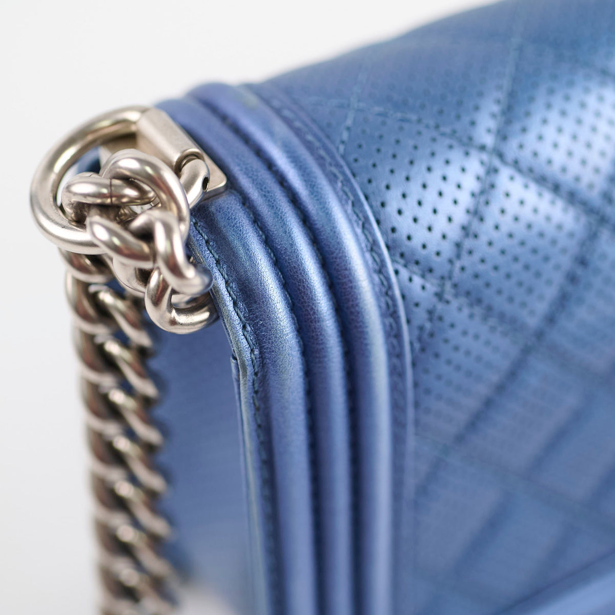 Chanel Old Medium Boy Metallic Blue - photo 11