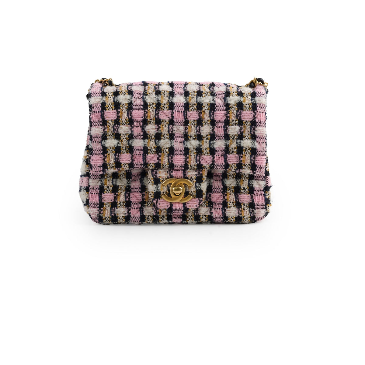 Chanel Mini Square Crush Tweed Pink Micrchipped - photo 1