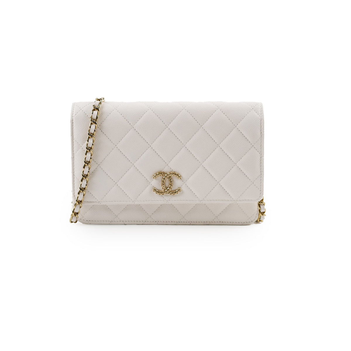 Chanel Seasaonal Caviar Wallet On Chain White Microchip - photo 1