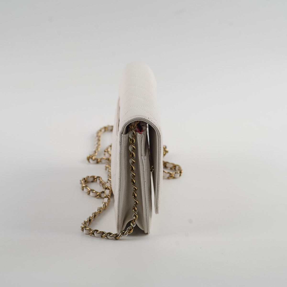 Chanel Seasaonal Caviar Wallet On Chain White Microchip - photo 3
