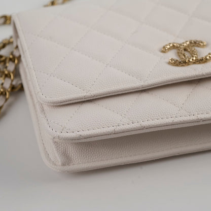Chanel Seasaonal Caviar Wallet On Chain White Microchip - photo 15
