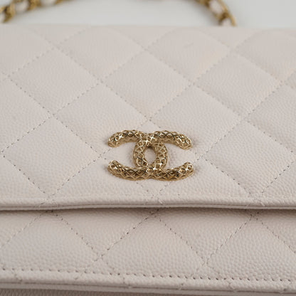 Chanel Seasaonal Caviar Wallet On Chain White Microchip - photo 16