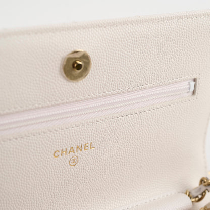 Chanel Seasaonal Caviar Wallet On Chain White Microchip - photo 13