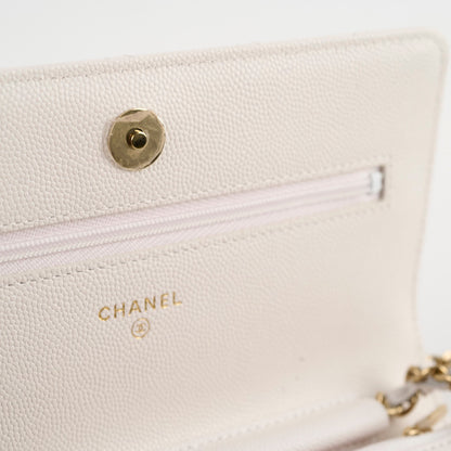 Chanel Seasaonal Caviar Wallet On Chain White Microchip - photo 12