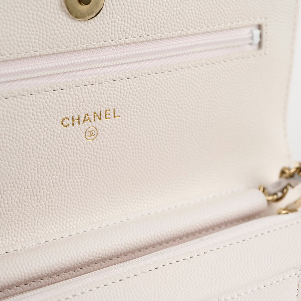 Chanel Seasaonal Caviar Wallet On Chain White Microchip - photo 11