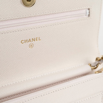Chanel Seasaonal Caviar Wallet On Chain White Microchip - photo 11