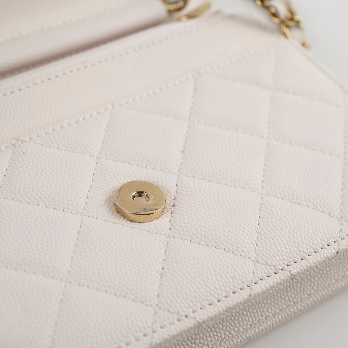 Chanel Seasaonal Caviar Wallet On Chain White Microchip - photo 9