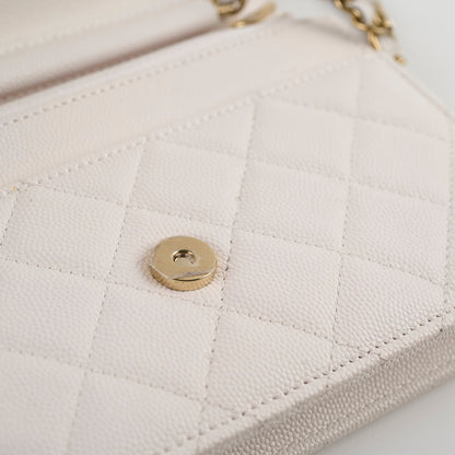 Chanel Seasaonal Caviar Wallet On Chain White Microchip - photo 9