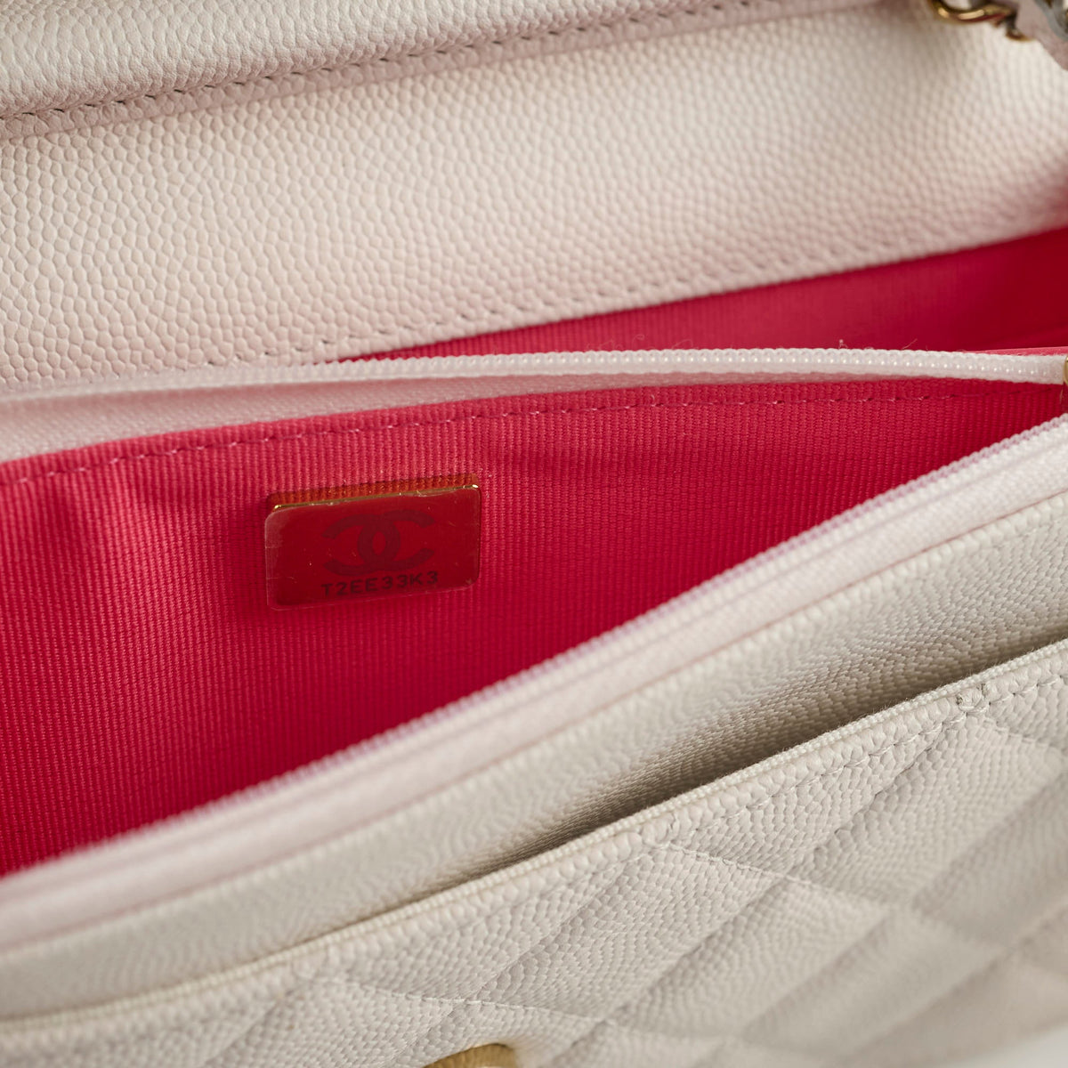 Chanel Seasaonal Caviar Wallet On Chain White Microchip - photo 5