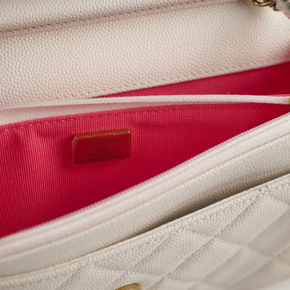 Chanel Seasaonal Caviar Wallet On Chain White Microchip - photo 5