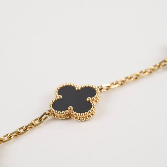 Van Cleef & Arpels Vintage Alhambra Yellow Gold 5 Motif Onyx Bracelet - photo 2