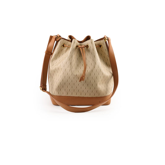 Saint Laurent Monogram Canvas Bucket Bag Beige - photo 1
