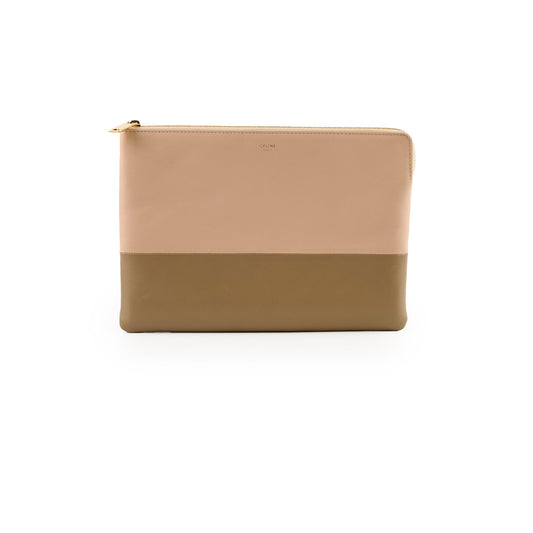 Celine Bi Colour Leather Pouch Beige/Brown - photo 1