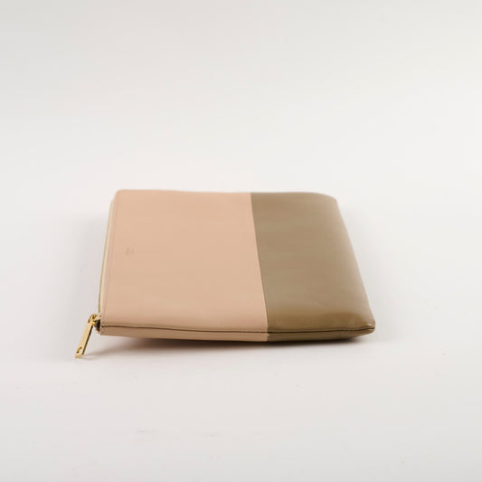 Celine Bi Colour Leather Pouch Beige/Brown - photo 2