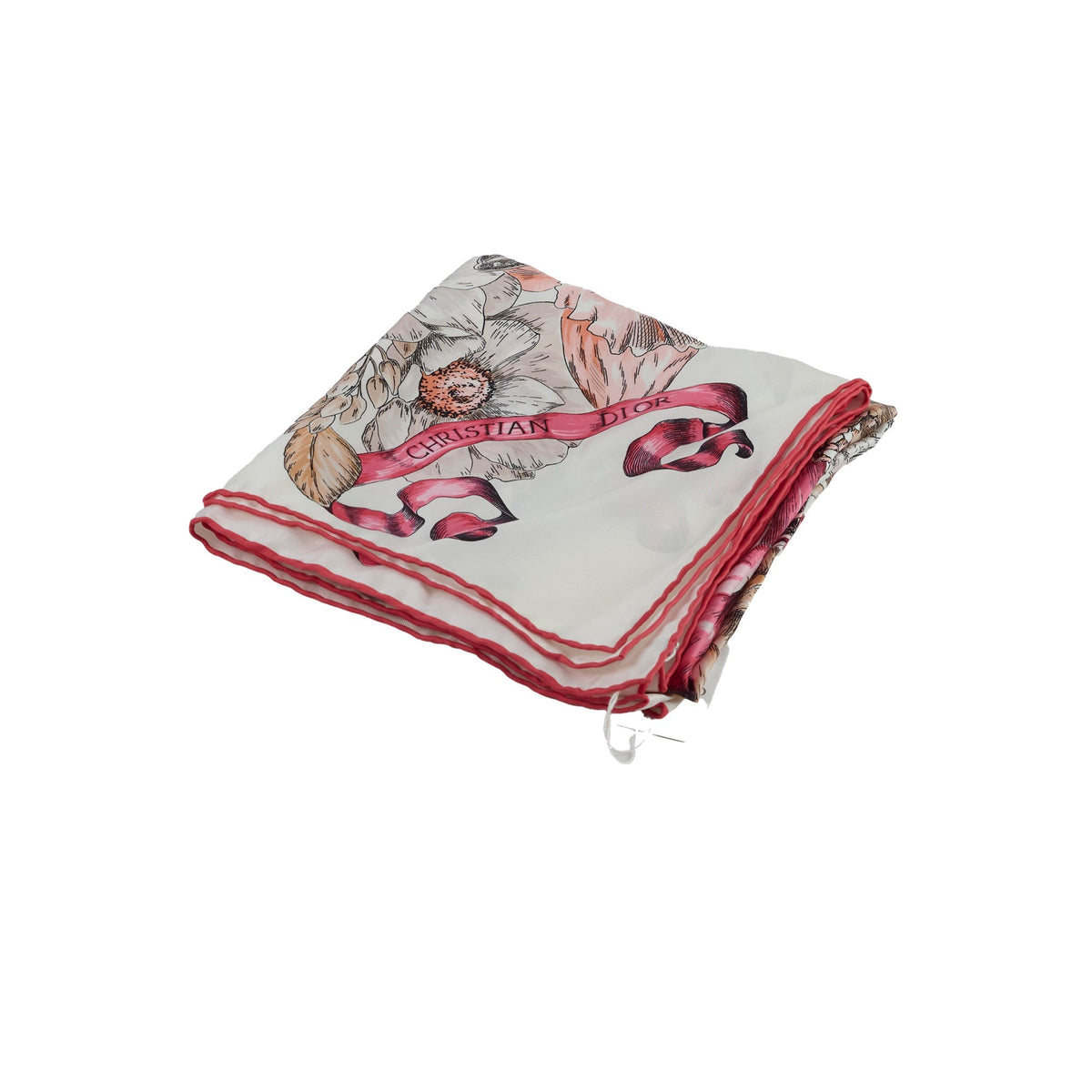 Christina Dior 90 x 90 Floral Silk Scarf Rose - photo 1