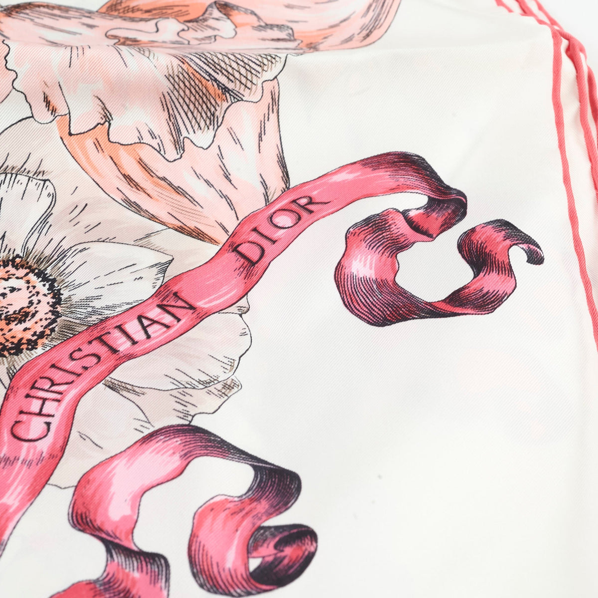 Christina Dior 90 x 90 Floral Silk Scarf Rose - photo 5
