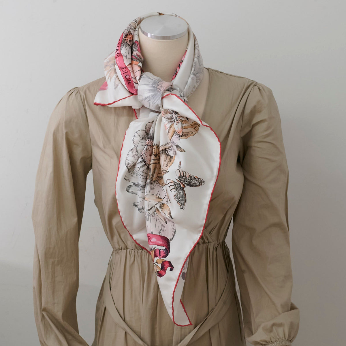 Christina Dior 90 x 90 Floral Silk Scarf Rose - photo 2