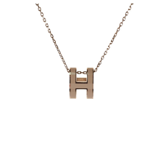 Hermes Pop H Necklace Silver Beige Enamel - photo 1