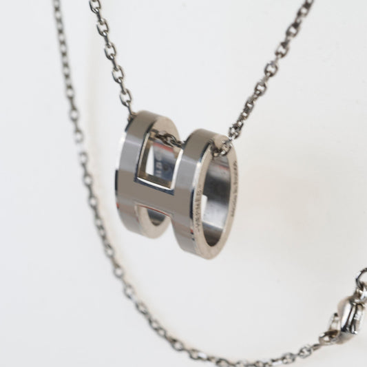 Hermes Pop H Necklace Silver Beige Enamel - photo 2