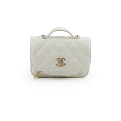 Chanel Mini Business Affinity Caviar Ivory White (microchip) - photo 1