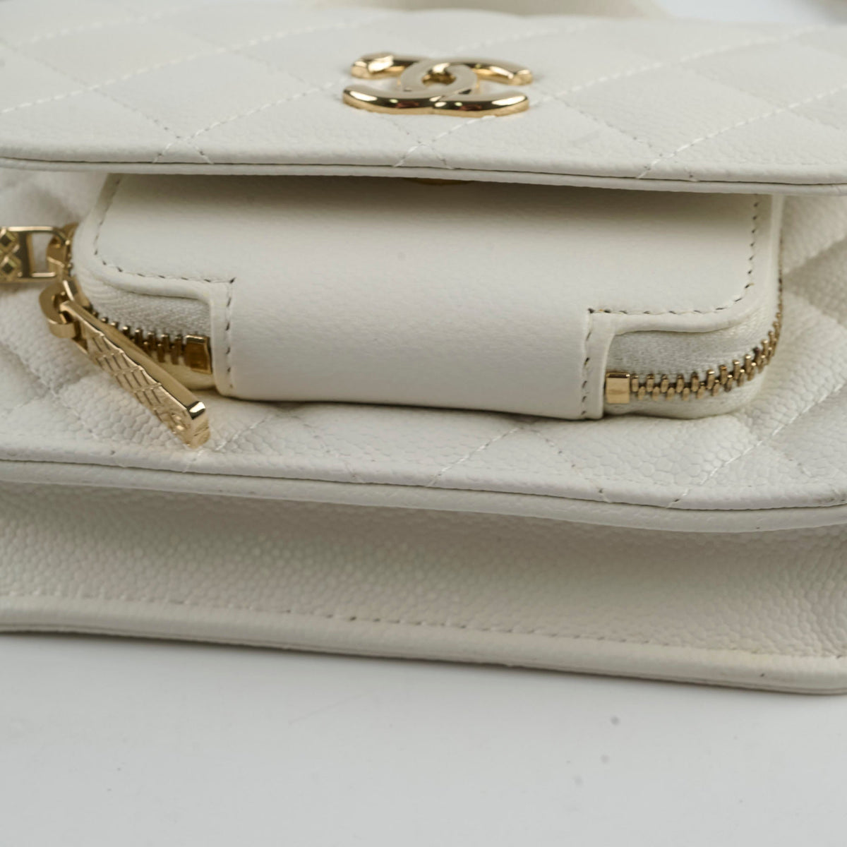 Chanel Mini Business Affinity Caviar Ivory White (microchip) - photo 11