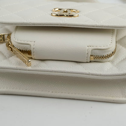 Chanel Mini Business Affinity Caviar Ivory White (microchip) - photo 11
