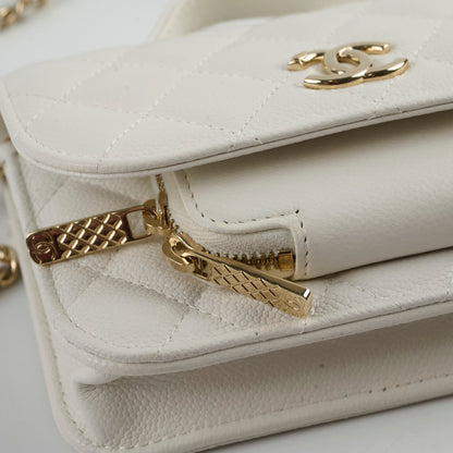 Chanel Mini Business Affinity Caviar Ivory White (microchip) - photo 9