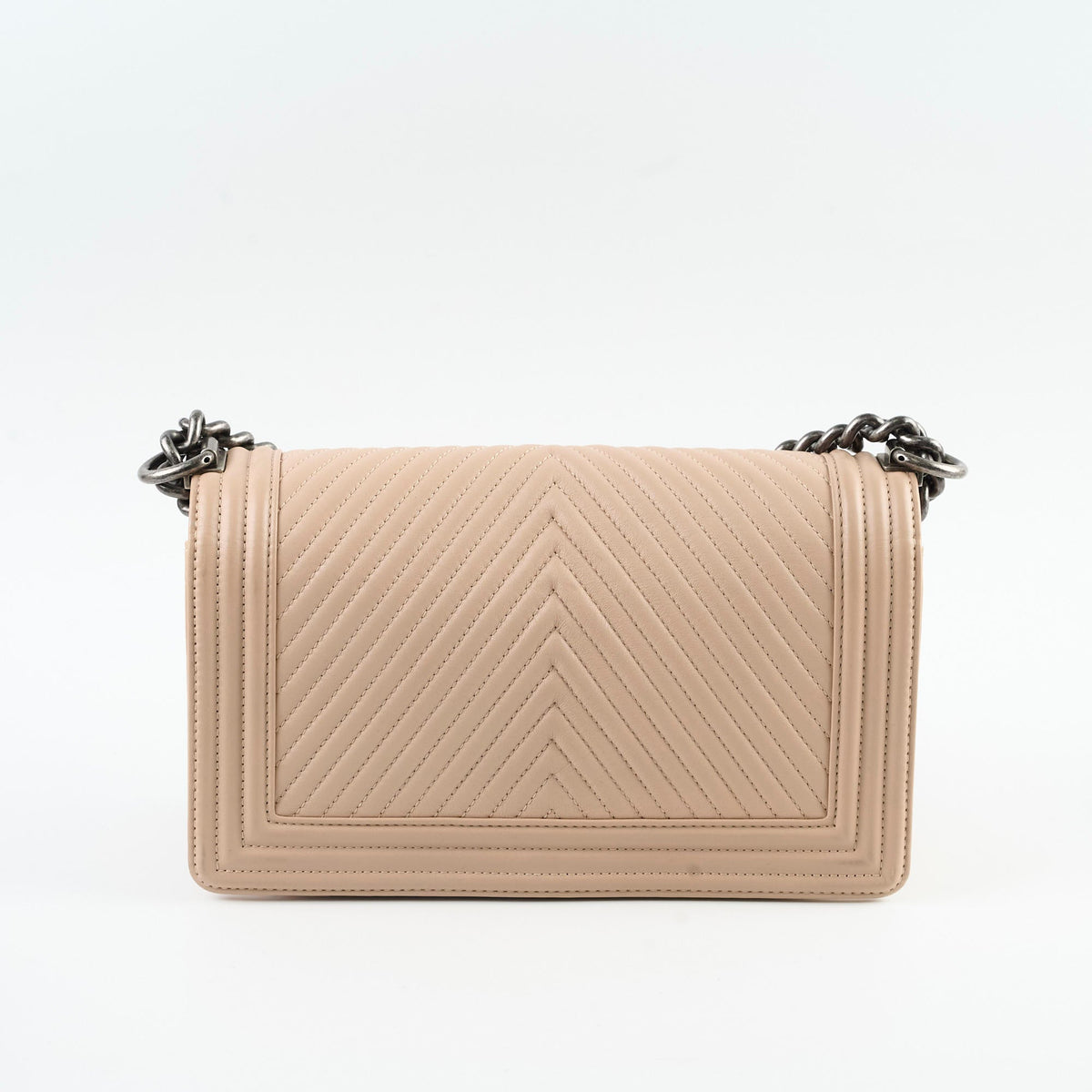 Chanel Boy Old Medium Chevron Beige Lambskin - photo 2