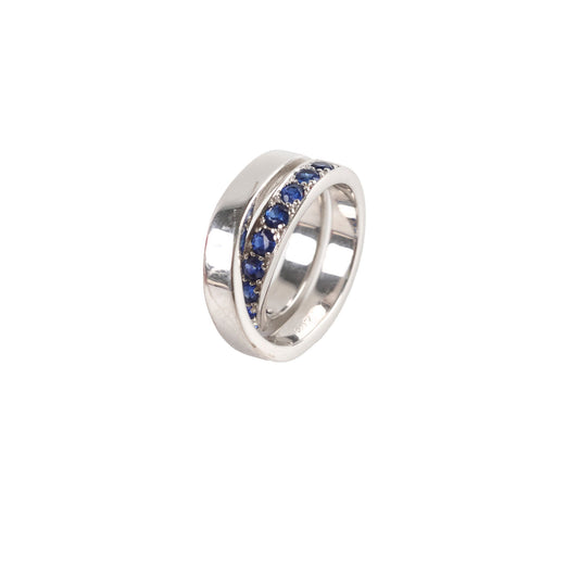 Cartier Paris 18k Sapphire Ring White Gold Size 51 - photo 1