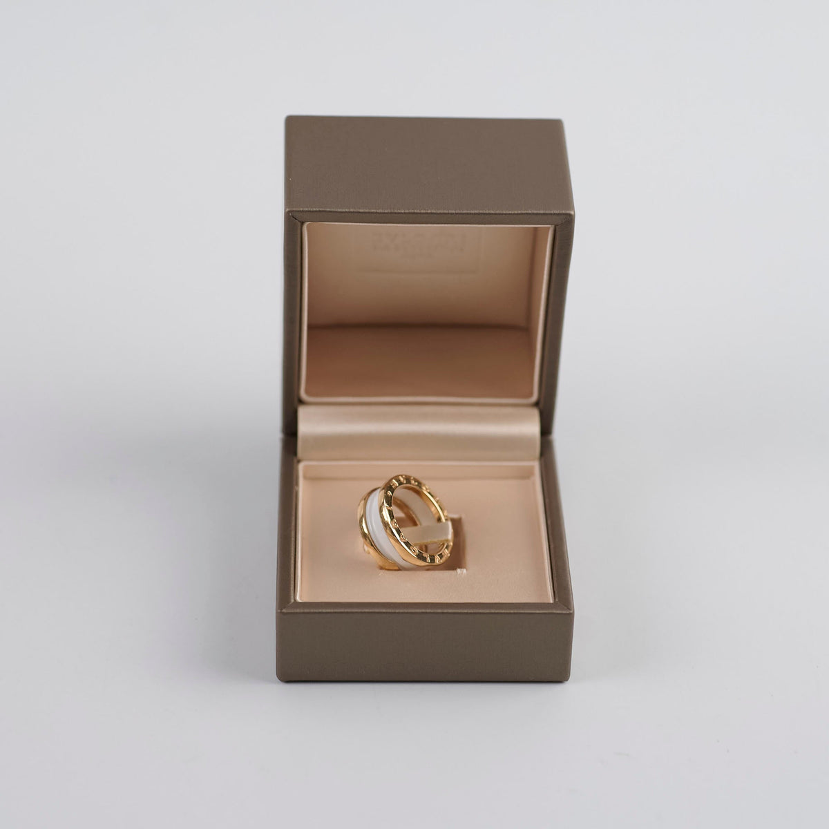 Bvlgari B.Zero 18k Pink Gold White Ceramic Ring Sz 49 - photo 2